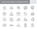 Waterproof line icons. Vector illustration include icon - shield, hydrophobic material, membrane, umbrella, oleophobic Royalty Free Stock Photo