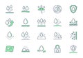Waterproof line icons. Vector illustration include icon - shield, hydrophobic material, membrane, umbrella, oleophobic