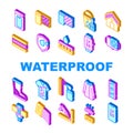 Waterproof Material Collection Icons Set Vector Illustrations Royalty Free Stock Photo