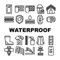 Waterproof Material Collection Icons Set Vector Illustrations Royalty Free Stock Photo