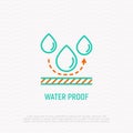 Waterproof material thin line icon