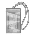 Waterproof phone case icon, gray monochrome style
