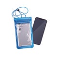 Waterproof phone case. Realistic smartphone waterproofing cover for underwater photo shoot in sea vacations, rugged