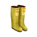 Waterproof rubber gum boots, wellies. Rainboots, gumboots, galoshes pair for rainy wet weather protection. Water proof