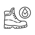 Waterproof shoes black line icon. Water repellent footwear concept. Pictogram for web page, mobile app, promo. UI UX GUI design