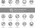 Properties of fabrics and garments simbols. Thine line vector icons Royalty Free Stock Photo