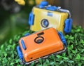 Waterproof underwater camera orange and yellow color