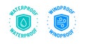 100% Waterproof Windproof vector logo badge icon set