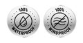 100% Waterproof Windproof vector logo badge icon set