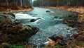 Waters of the autumn Chuya river in the Altai mountains, streams of water over stones