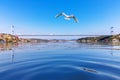 Waters of the Boshporus strait and the Fatih Sultan Mehmet Bridge, Istanbul, Turkey