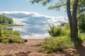 Waters landscape with blue sky and clouds