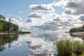 Waters landscape with blue sky and clouds