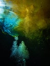 Waters mixing as blue spring water hits murky orange river water at Devil's Ear, Ginnie Springs, Florida Royalty Free Stock Photo