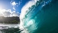Epic Blue Wave Breaking in a Tropical Paradise Royalty Free Stock Photo
