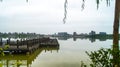 Waterscape Wooden Bridge Flowing Water Royalty Free Stock Photo