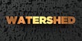 Watershed - Gold text on black background - 3D rendered royalty free stock picture