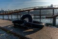 Waterside bridge and docks in Copenhagen in a warm autumn day Royalty Free Stock Photo