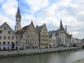 Waterside houses in Belgian city Royalty Free Stock Photo