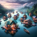 Waterside Retreat: Floating Fishing Homes in Quaint Village Setting