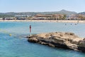 Waterside view to the sandy beach of Javea. Spain