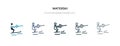 Waterski icon in different style vector illustration. two colored and black waterski vector icons designed in filled, outline,