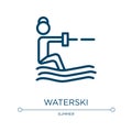 Waterski icon. Linear vector illustration from summer collection. Outline waterski icon vector. Thin line symbol for use on web