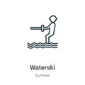 Waterski outline vector icon. Thin line black waterski icon, flat vector simple element illustration from editable summer concept