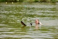 Waterskier after falling Royalty Free Stock Photo