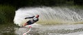 Waterskier skiing slalom Royalty Free Stock Photo