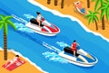 Watersport Isometric Horizontal Illustration