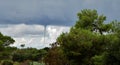 Waterspout, whirling column of air and water mist witnessed in the Maltese countryside