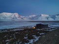 Watertank in Longyearbyen during the polar night season Royalty Free Stock Photo