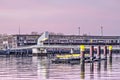 Watertaxis, bridge and warehouse