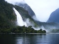 Watertfall at Milford Sound Royalty Free Stock Photo