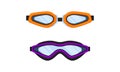 Watertight Diving Goggles for Swimming Underwater Vector Set