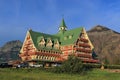 Waterton Lakes National Park with Early Morning Sun on Historic Prince of Wales Hotel in the Canadian Rocky Mountains, Alberta