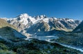 Waterway and lake along mountain range in New Zealand Royalty Free Stock Photo