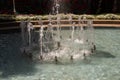 Waterworks fountain with water sprays and geysers in park or garden