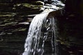 Free flowing waterfall through the rocks at Watkins Glen, NY State Park