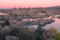 Watson Lake Fall Landscape at Sunset Royalty Free Stock Photo