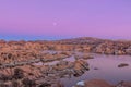 Watson Lake Sunset and Moonrise Royalty Free Stock Photo