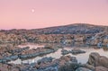 Watson Lake Sunset Moonrise Royalty Free Stock Photo