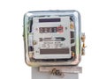 Watt hour Electric meter measurement tool home use front view is Royalty Free Stock Photo