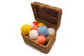 Wattled box with colour balls of a wool Royalty Free Stock Photo
