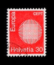 Wattling symbolising the sun, Europa C.E.P.T. 1970 - Flaming Sun serie, circa 1970