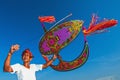 KITE FLYING WAU BULAN - KELANTAN Royalty Free Stock Photo