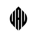 WAU circle letter logo design with circle and ellipse shape. WAU ellipse letters with typographic style. The three initials form a