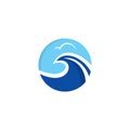 Wave Abstract Logo With Cloud. Blue Ocean Logo Vector Royalty Free Stock Photo