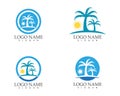 Wave beach holidays logo design template Royalty Free Stock Photo